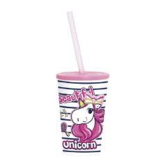 Pohár Szívószállal 340 ML Unicorn