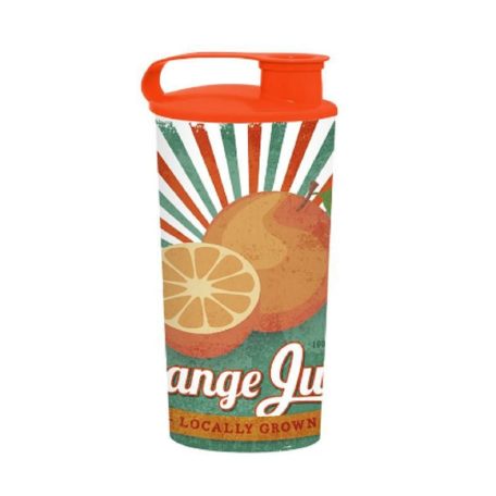 Műanyag Pohár Tetővel 470 ml Orange