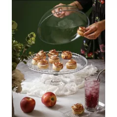 Talpas Üveg Tortatál+Búra 32 Cm  Patisserie