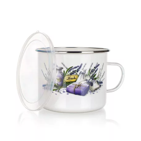 Zománcozott Bögre Tetővel 1400 ML Levendulás