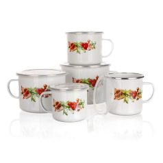 Zománcozott Bögre Tetővel 700 ML Zöldséges