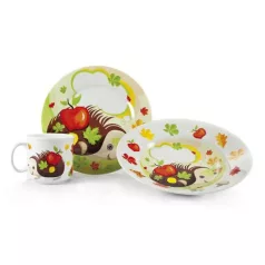 Porcelán Étkészlet 3 részes Süni