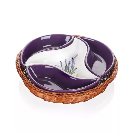 BANQUET Kerámia Kínáló 4 Részes Kosárral 23 Cm Levendula