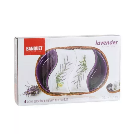BANQUET Kerámia Kínáló Tál 4 Részes Kosárral 30,5 Cm Levendula